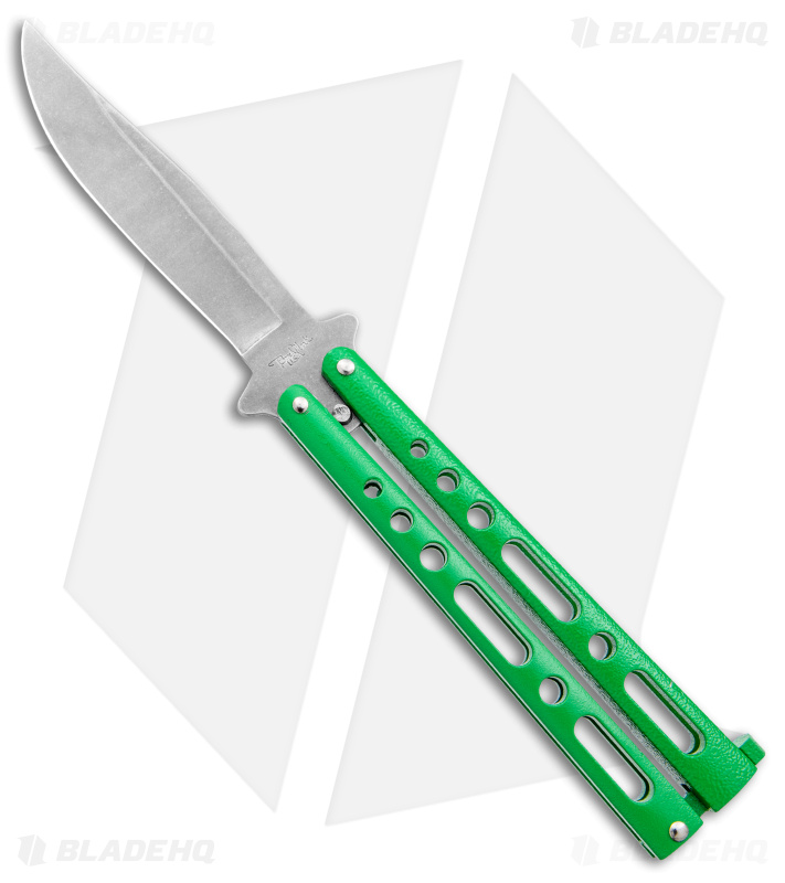 Benchmark Butterfly Knife Green Epoxy Steel (4" Stonewash)