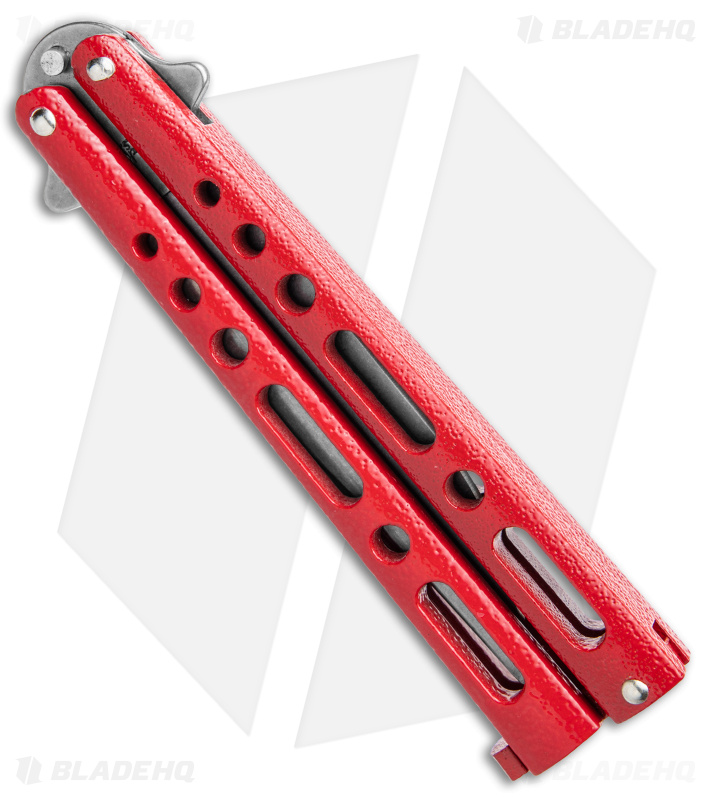 Benchmark Butterfly Knife Red Epoxy Steel (4" Stonewash)