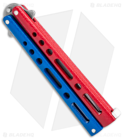 Benchmark Butterfly Knife Red/Blue Epoxy Steel (4" Stonewash)