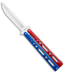 Benchmark Butterfly Knife Red/Blue Epoxy Steel (4" Satin)