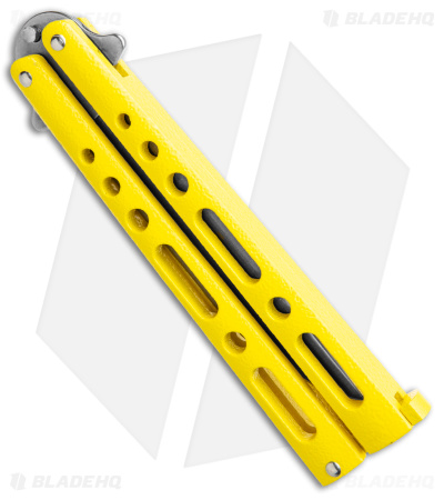 Benchmark Butterfly Knife Yellow Epoxy Steel (4" Stonewash)