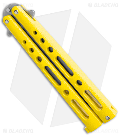 Benchmark Butterfly Knife Yellow Epoxy Steel (4" Stonewash)