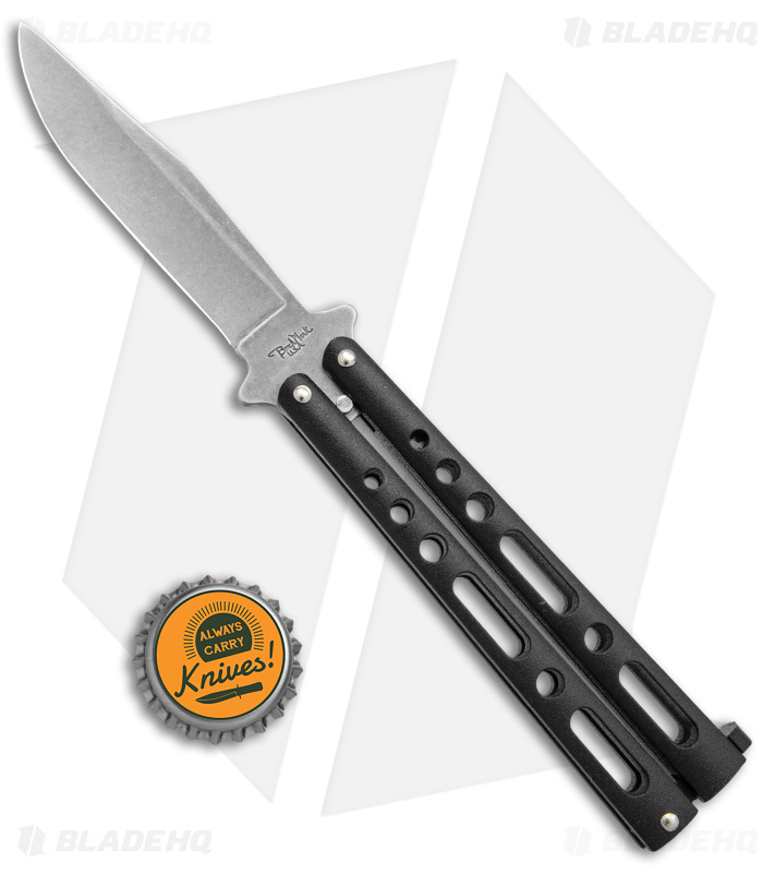 Benchmark Butterfly Knife Black Epoxy Steel (4" Stonewash)
