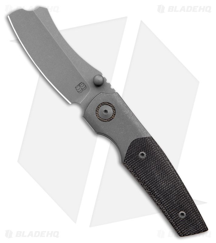 BergBlades Mini Barber Frame Lock Knife Black Micarta/Stonewash Ti (2.7" SW)