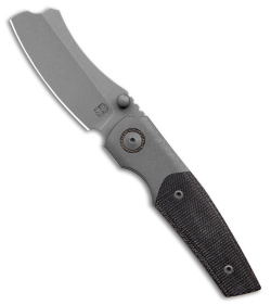 BergBlades Mini Barber Frame Lock Knife Black Micarta/Stonewash Ti (2.7" SW) 