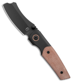 BergBlades Mini Barber Frame Lock Knife Brown Micarta/Black Ti (2.7" Black) 