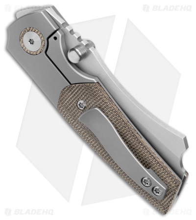 BergBlades Mini Barber Frame Lock Knife Green Micarta/BB Titanium (2.7" Satin) 