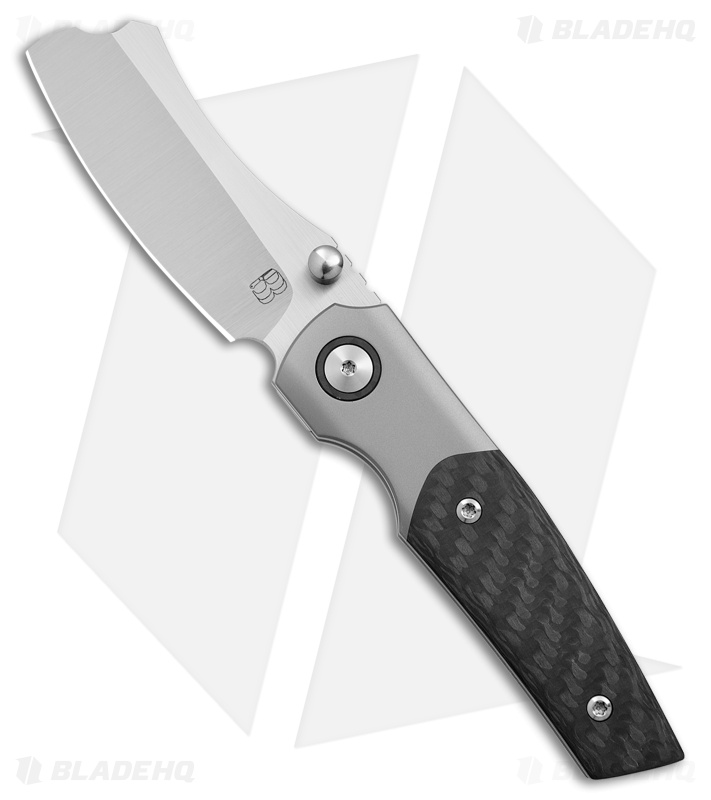 BergBlades Mini Barber Frame Lock Knife Twill Carbon Fiber/BB Ti (2.7" Satin)