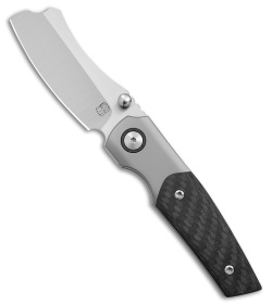 BergBlades Mini Barber Frame Lock Knife Twill Carbon Fiber/BB Ti (2.7" Satin) 