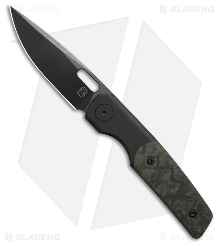 BergBlades Mini Sweeney Frame Lock Knife Forest Eye FatCarbon (2.9" Black DLC) 