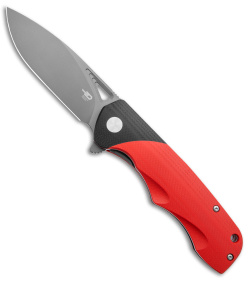 Bestech Knives Airstream Liner Lock Knife Red/Black G-10 (3.75" Gray)