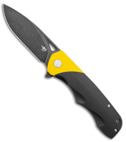 Bestech Knives Airstream Liner Lock Knife Black/Yellow G-10 (3.75" Black SW)