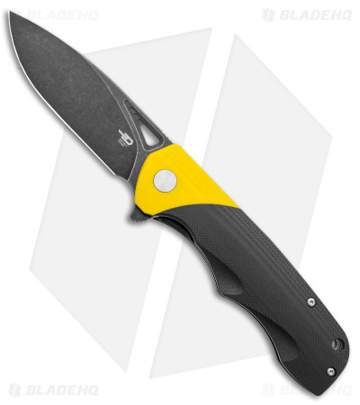 Bestech Knives Airstream Liner Lock Knife Black/Yellow G-10 (3.75" Black SW)