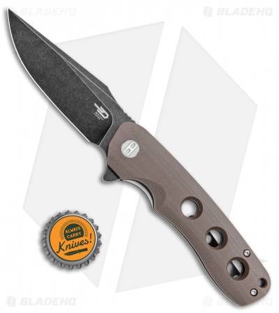 Bestech Knives Arctic Liner Lock Knife Brown G-10 (3.5" Black) BG33D-2