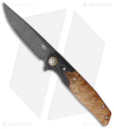 Bestech Knives Ascot Liner Lock Carbon Fiber/Wood (3.88" Black SW)