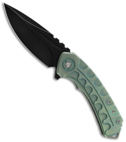 Bestech Knives Buwaya Frame Lock Knife Retro Green Titanium (3.75" Black M390)