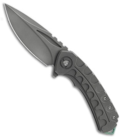 Bestech Knives Buwaya Frame Lock Knife Gray Sculpted Titanium (3.5" SW M390)