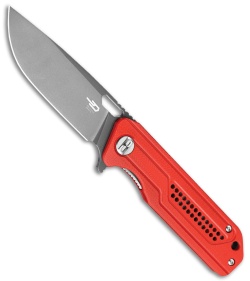 Bestech Knives Circuit Liner Lock Knife Red G-10 (3.3" Gray) BG35C-2