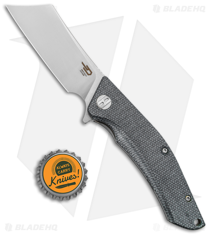 Bestech Knives Cubis Liner Lock Knife Black Micarta (3.25" Satin/SW D2) BG42A