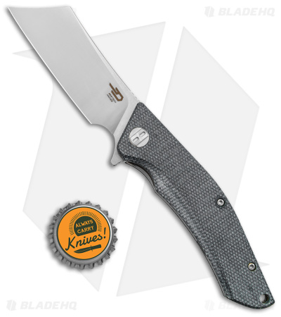 Bestech Knives Cubis Liner Lock Knife Black Micarta (3.25" Satin/SW D2) BG42A