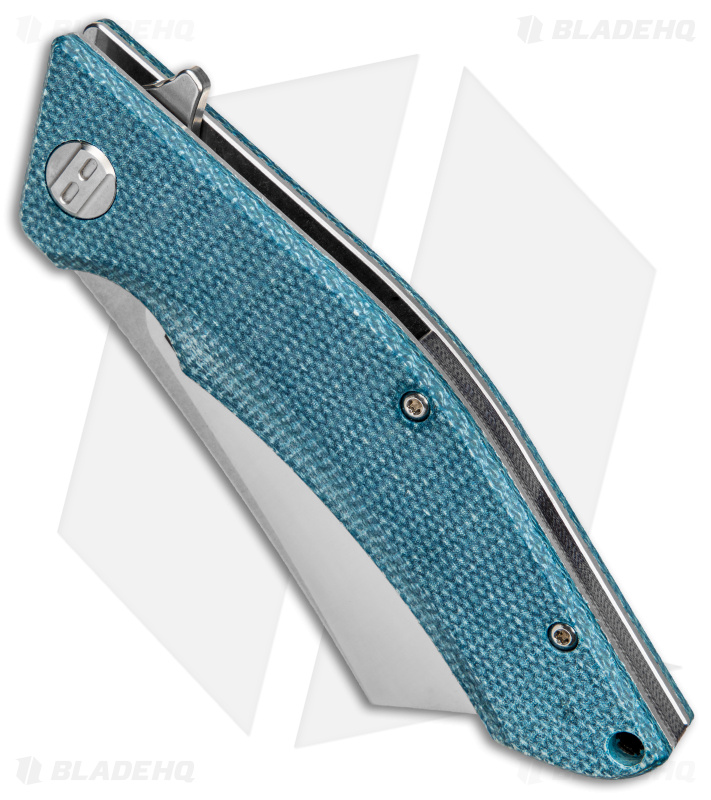 Bestech Knives Cubis Liner Lock Knife Blue Micarta (3.25" Satin/SW D2) BG42C