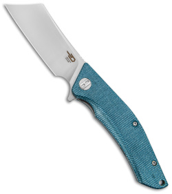 Bestech Knives Cubis Liner Lock Knife Blue Micarta (3.25" Satin/SW D2) BG42C