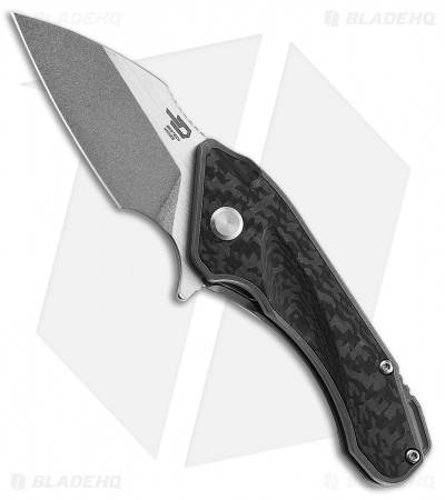 Bestech Knives Goblin Frame Lock Knife Black Ti/Carbon Fiber (2" Stonewash)