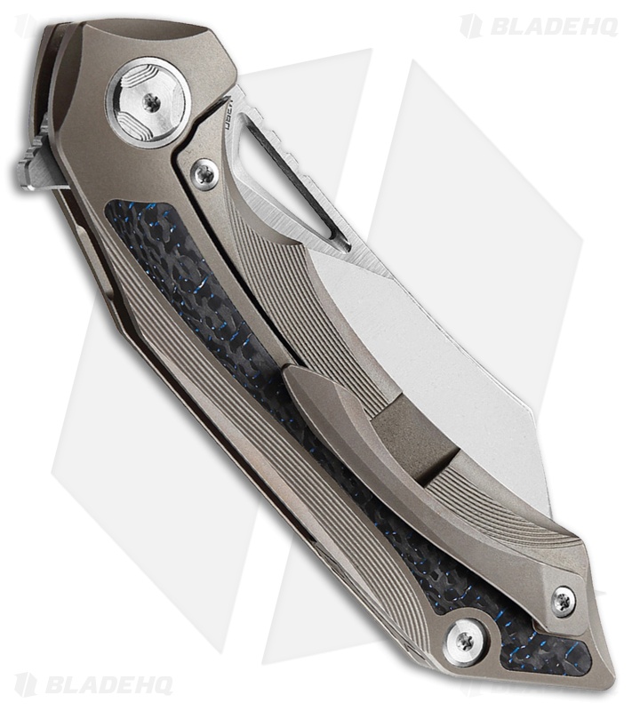 Bestech Knives Kasta Frame Lock Knife Bronze Ti/Blue CF (3.5" Stonewash M390)