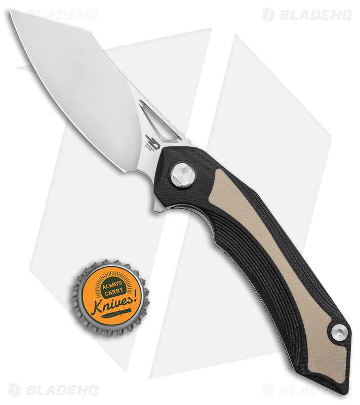 Bestech Knives Kasta Liner Lock Knife Black/Tan G-10 (3.5" Satin/SW) BG45B
