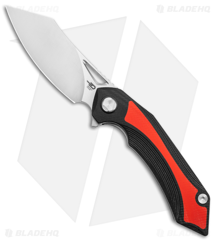 Bestech Knives Kasta Liner Lock Knife Black/Red G-10 (3.5" Satin/SW) BG45C