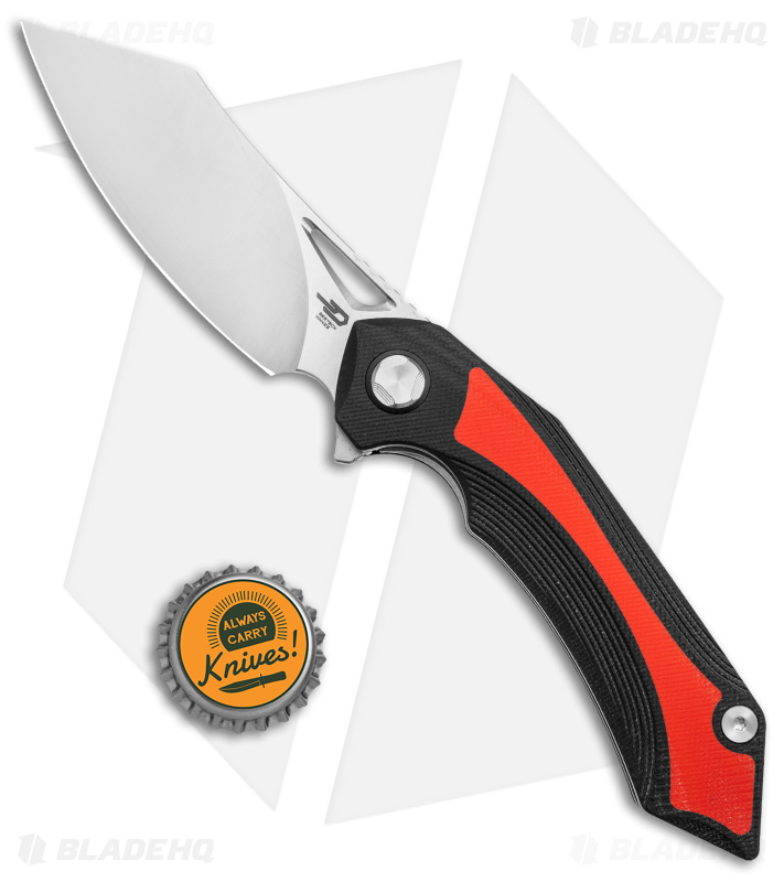 Bestech Knives Kasta Liner Lock Knife Black/Red G-10 (3.5" Satin/SW) BG45C