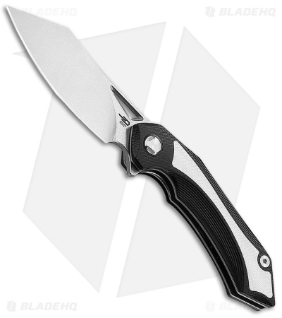Bestech Knives Kasta Liner Lock Knife Black/White G-10 (3.5" Satin) BTKG45A
