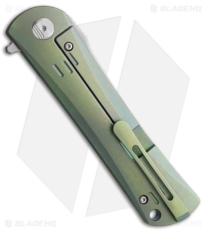 Bestech Knives Kendo Tanto Frame Lock Knife Green Titanium (3.75" Stonewash)  