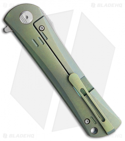 Bestech Knives Kendo Tanto Frame Lock Knife Green Titanium (3.75" Stonewash)  
