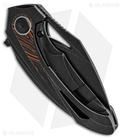 Bestech Knives Nuke Frame Lock Knife Black Ti/Orange G-10 Inlay (2.75" SW)