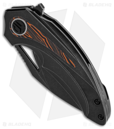 Bestech Knives Nuke Frame Lock Knife Black Ti/Orange G-10 Inlay (2.75" SW)