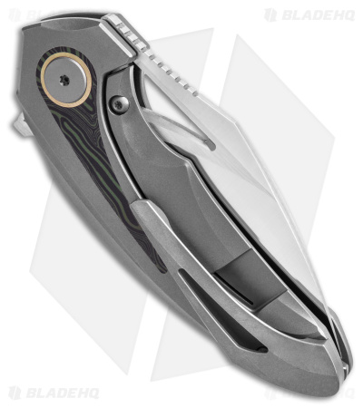 Bestech Knives Nuke Frame Lock Knife Ti/Black and Green G-10 Inlay (2.75" Satin)