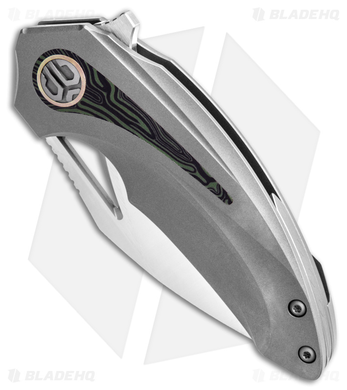 Bestech Knives Nuke Frame Lock Knife Ti/Black and Green G-10 Inlay (2.75" Satin)