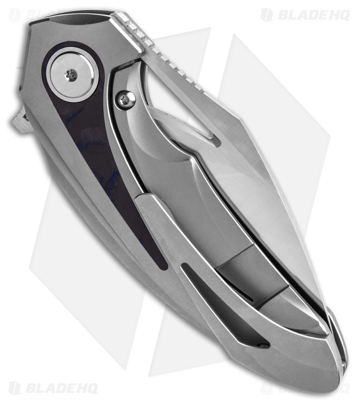 Bestech Knives Nuke Frame Lock Knife Ti/Blue Marbled CF (2.75" Satin)