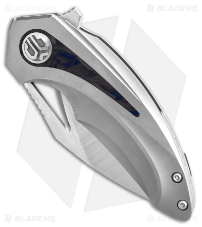 Bestech Knives Nuke Frame Lock Knife Ti/Blue Marbled CF (2.75" Satin)