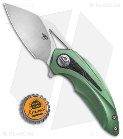 Bestech Knives Nuke Frame Lock Knife Green Ti/Green G-10 Inlay (2.75" Satin)