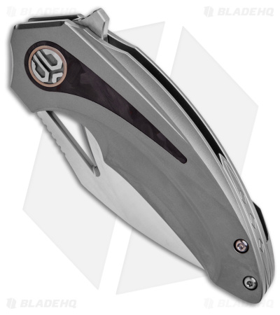 Bestech Knives Nuke Frame Lock Knife Ti/Red Marbled CF Inlay (2.75" Satin)