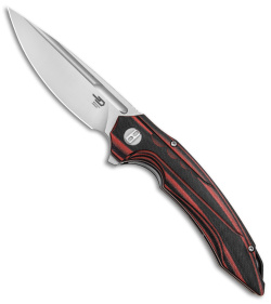 Bestech Knives Ornetta Liner Lock Knife Black/Red G-10 (3.5" Satin/SW) BL02B