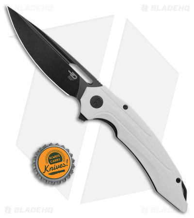 Bestech Knives Ornetta Liner Lock Knife White G-10 (3.5" Black D2) BG50E