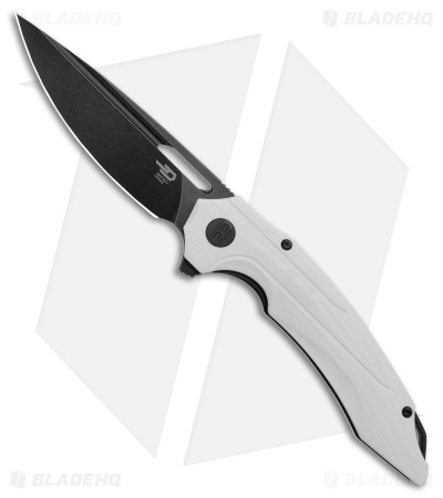 Bestech Knives Ornetta Liner Lock Knife White G-10 (3.5" Black D2) BG50E