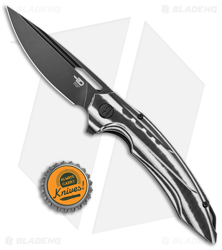 Bestech Knives Ornetta Liner Lock Knife Black/White G-10 (3.5" Black) BL02D