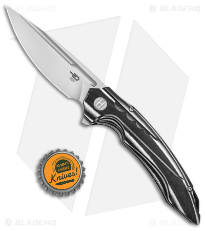Bestech Knives Ornetta Linerlock Knife Black/White G-10 (3.6" Satin/SW) BL02C