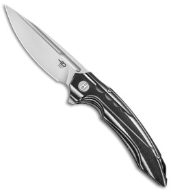 Bestech Knives Ornetta Linerlock Knife Black/White G-10 (3.6" Satin/SW) BL02C