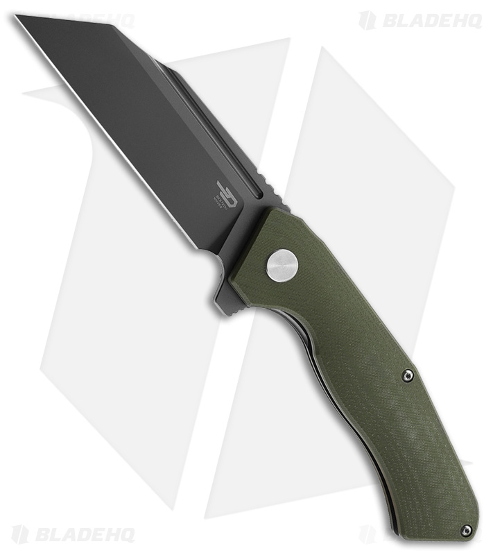 Bestech Knives Rockface Liner Lock Knife OD Green G-10 (3.5" Black D2)