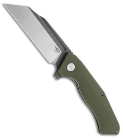 Bestech Knives Rockface Liner Lock Knife OD Green G-10 (3.5" Two-Tone D2)